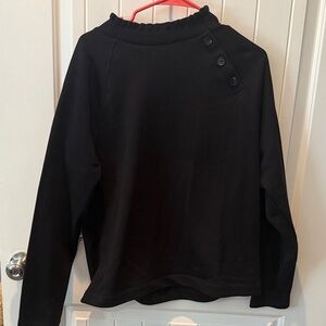 LOFT Women's Black Sweater with Button Details